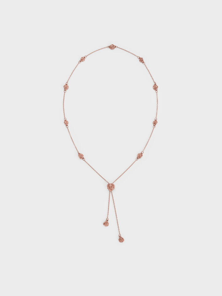 Rosalind Flower-Motif Necklace, Brushed Rose Gold, hi-res