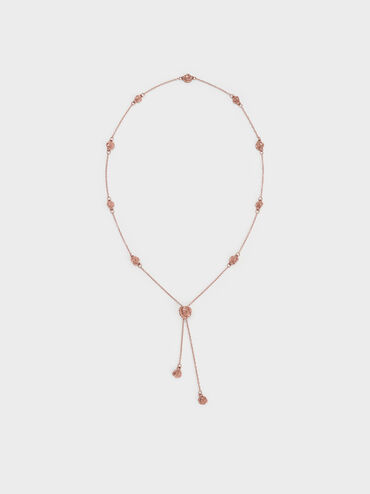 Rosalind Flower-Motif Necklace, Brushed Rose Gold, hi-res