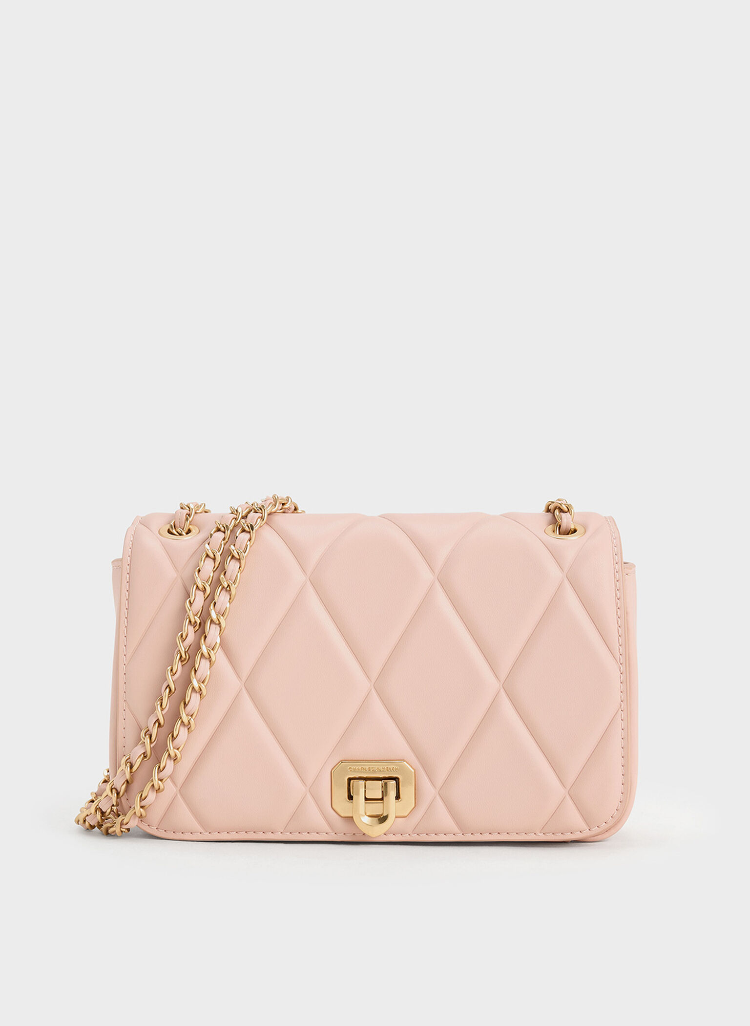Arwen Diamond-Quilt Shoulder Bag, Light Pink, hi-res