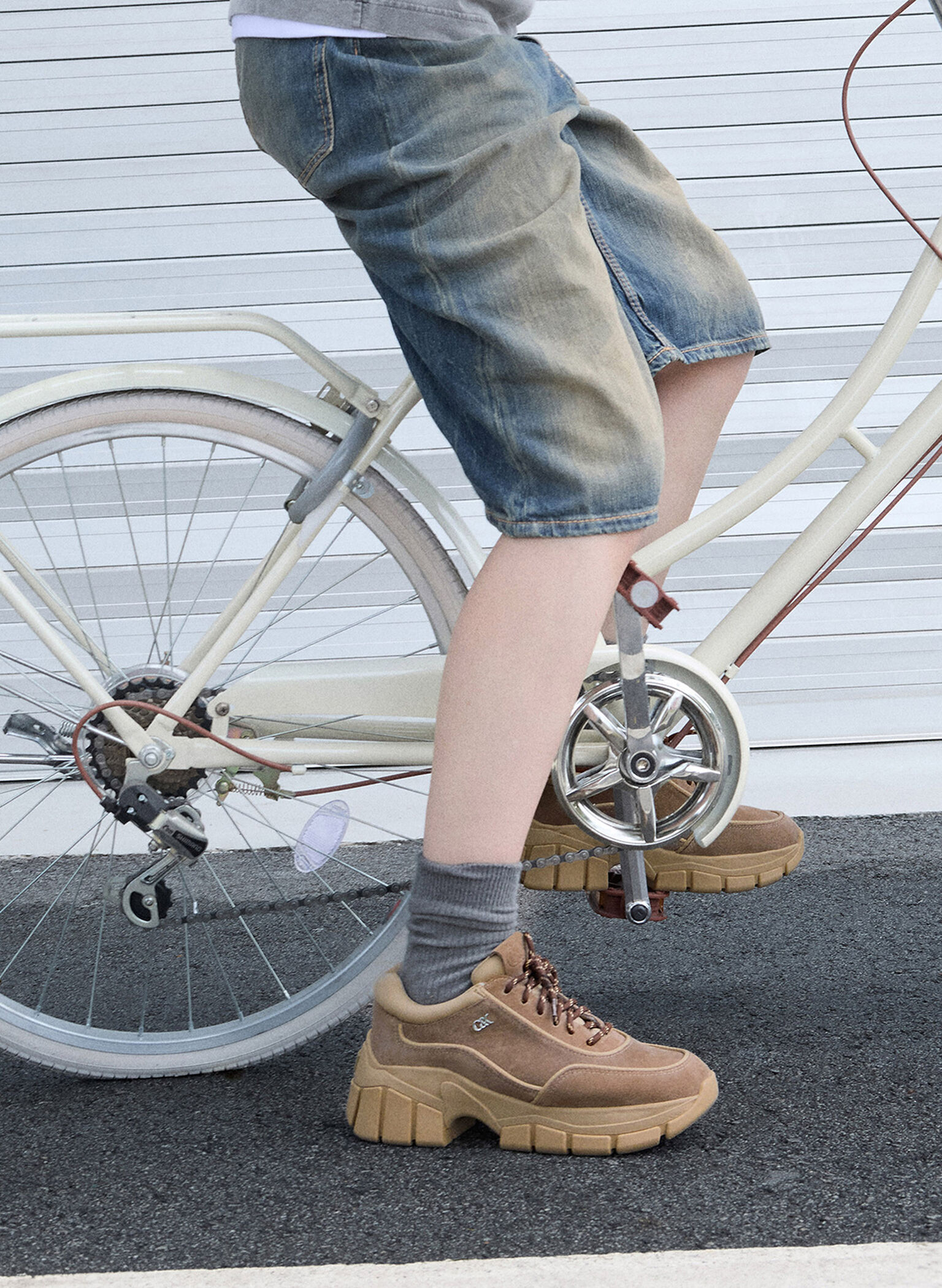Yunna Suede & Recycled Fabric Chunky Sneakers, Taupe, hi-res