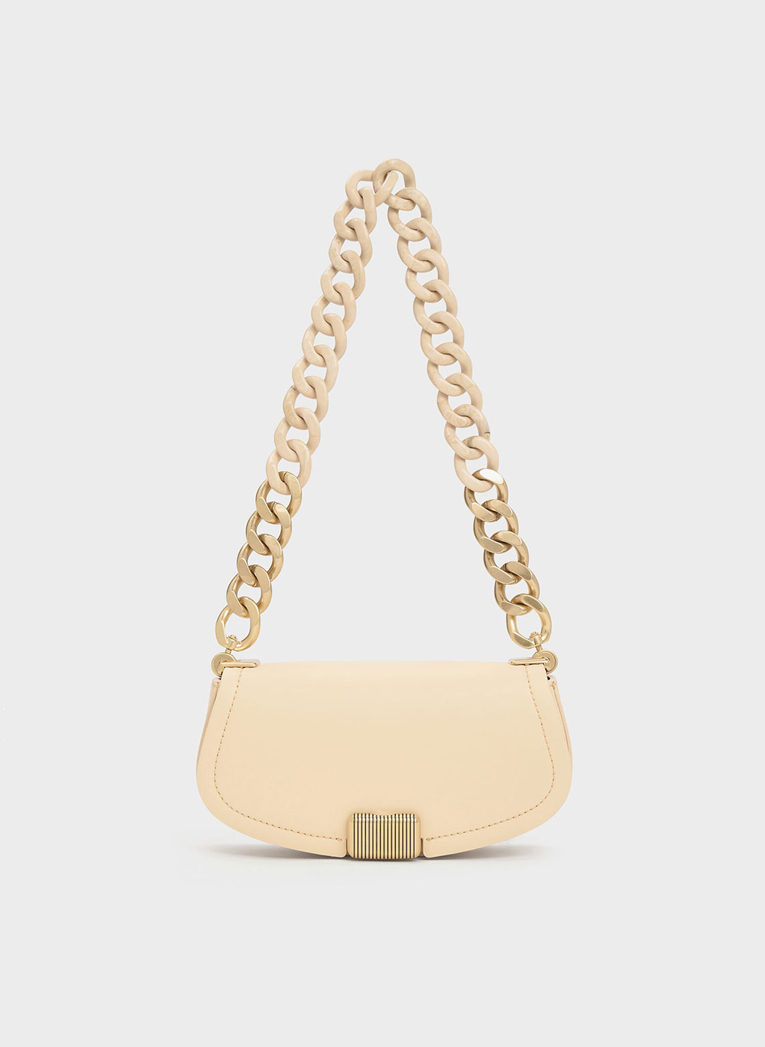 Sonnet Two-Tone Chain Handle Shoulder Bag, Beige, hi-res