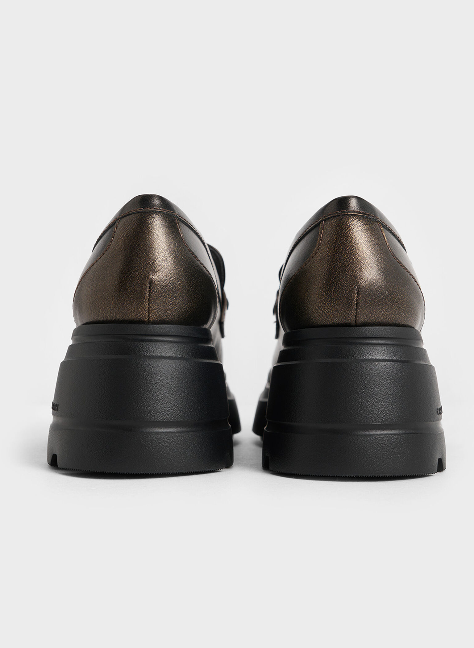 Metallic-Accent Chunky Platform Loafers, Bronze, hi-res