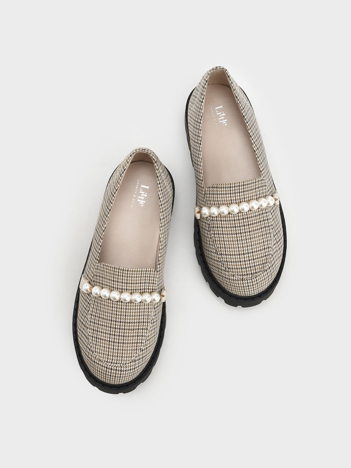 Girls' Check-Print Pearl-Embellished Loafers, Multi, hi-res