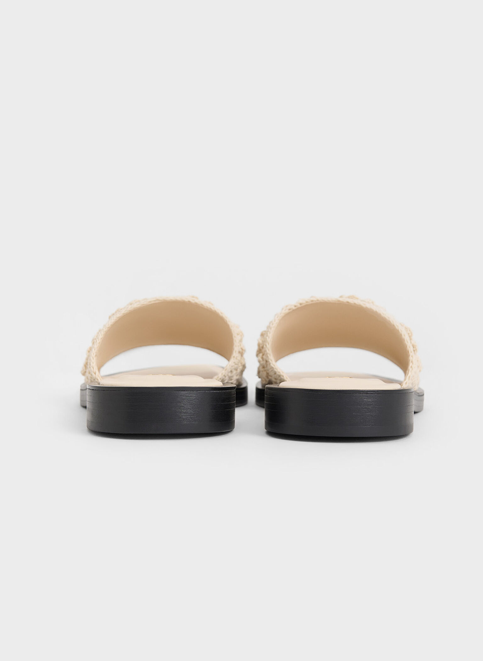 Crochet Floral Slide Sandals, Chalk, hi-res