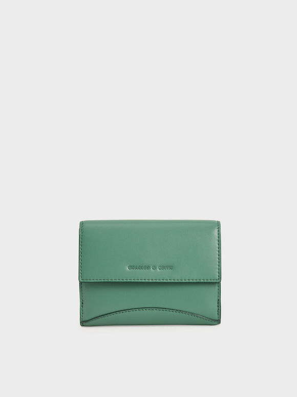 Snap Button Mini Short Wallet, Green, hi-res