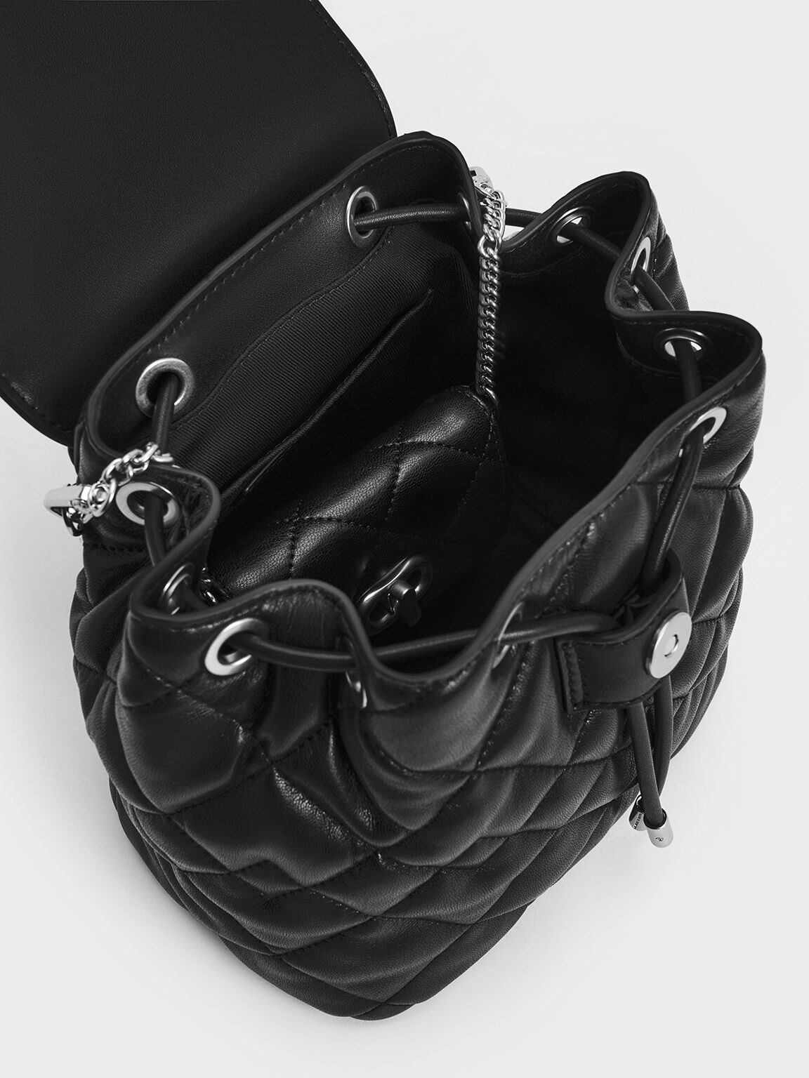 Noir Aubrielle Quilted Backpack CHARLES KEITH UK