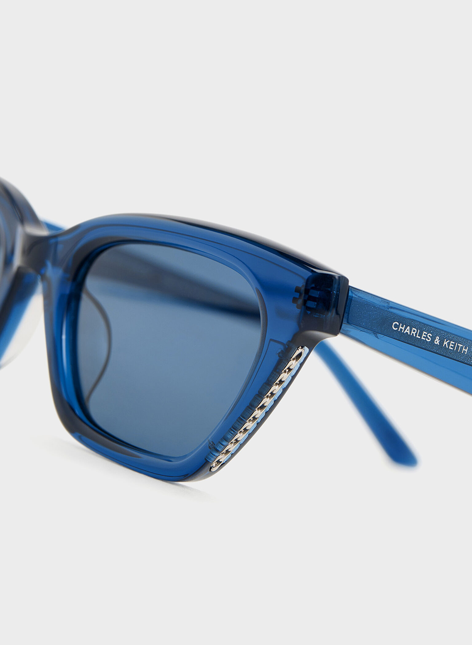 Vesta Angular Cat-Eye Sunglasses, Blue, hi-res
