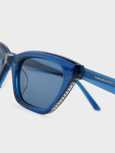 Vesta Angular Cat-Eye Sunglasses, Blue, hi-res