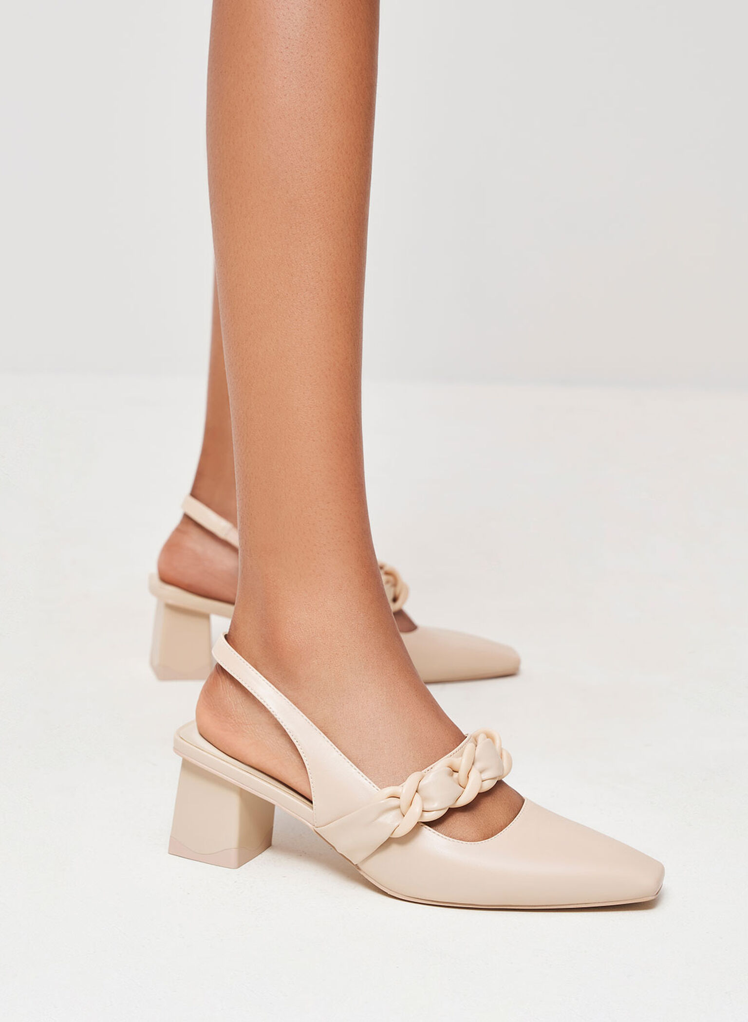 Braided Chain-Link Slingback Pumps, Chalk, hi-res