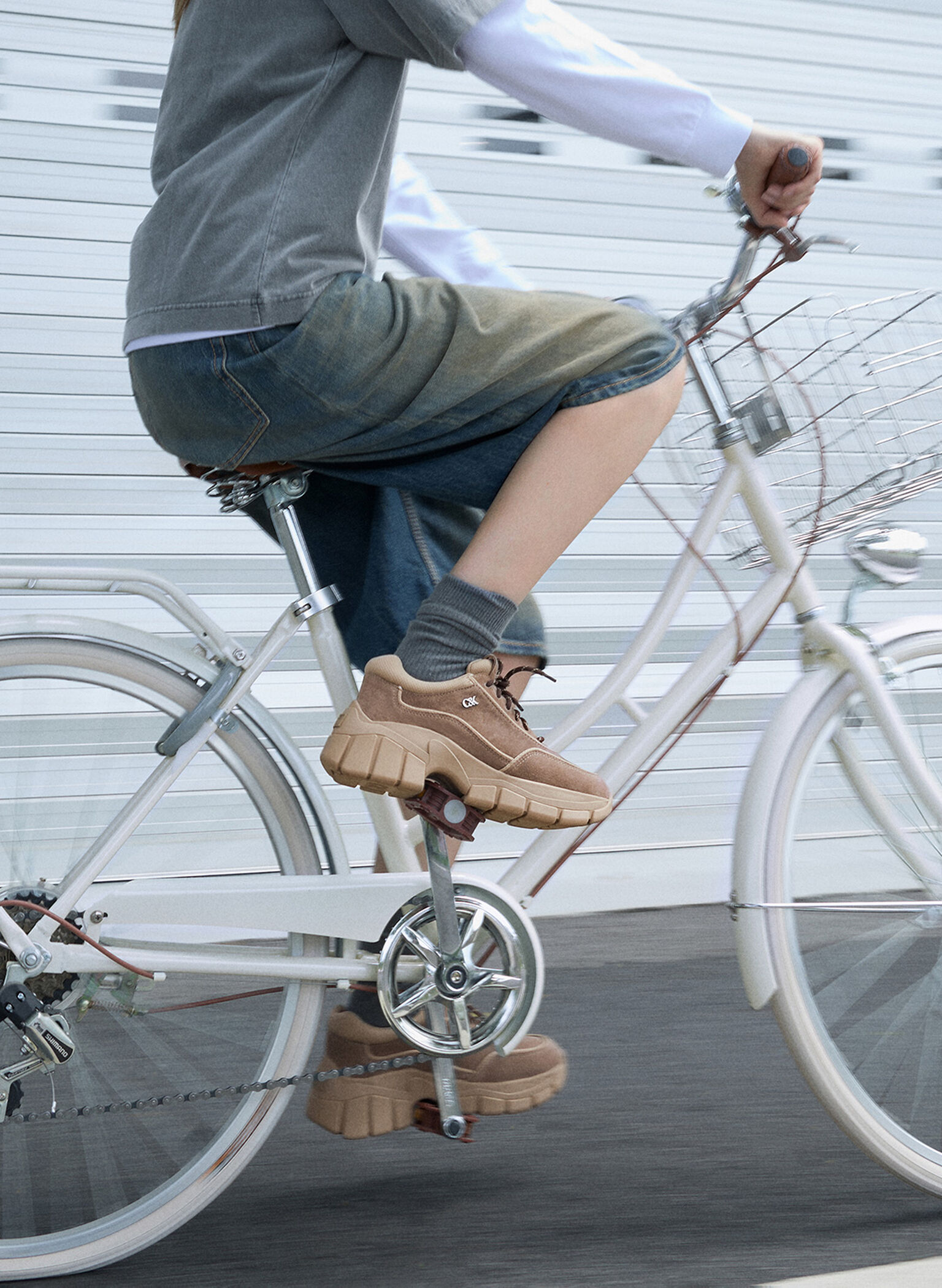 Yunna Suede & Recycled Fabric Chunky Sneakers, Taupe, hi-res