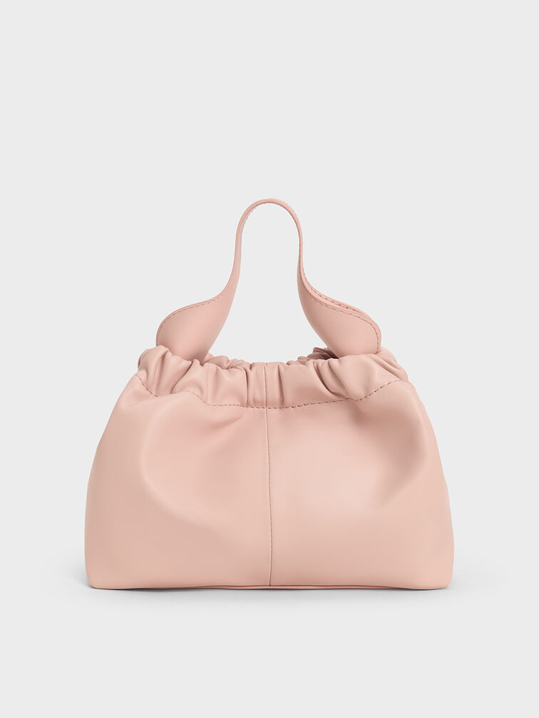 Ally Ruched Slouchy Chain-Handle Bag, Light Pink, hi-res