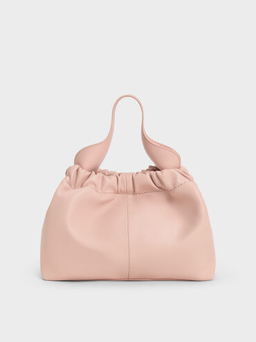 Ally Ruched Slouchy Chain-Handle Bag, Light Pink, hi-res