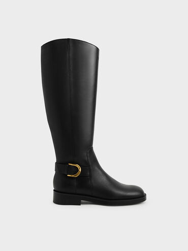 Gabine Leather Knee-High Boots, Black, hi-res