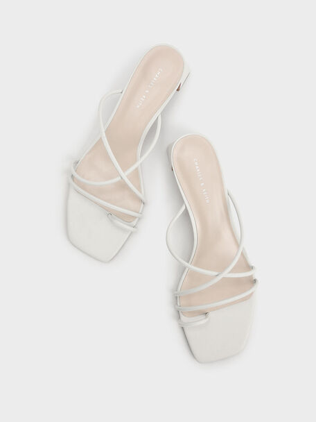 Strappy Toe Ring Sandals, White, hi-res