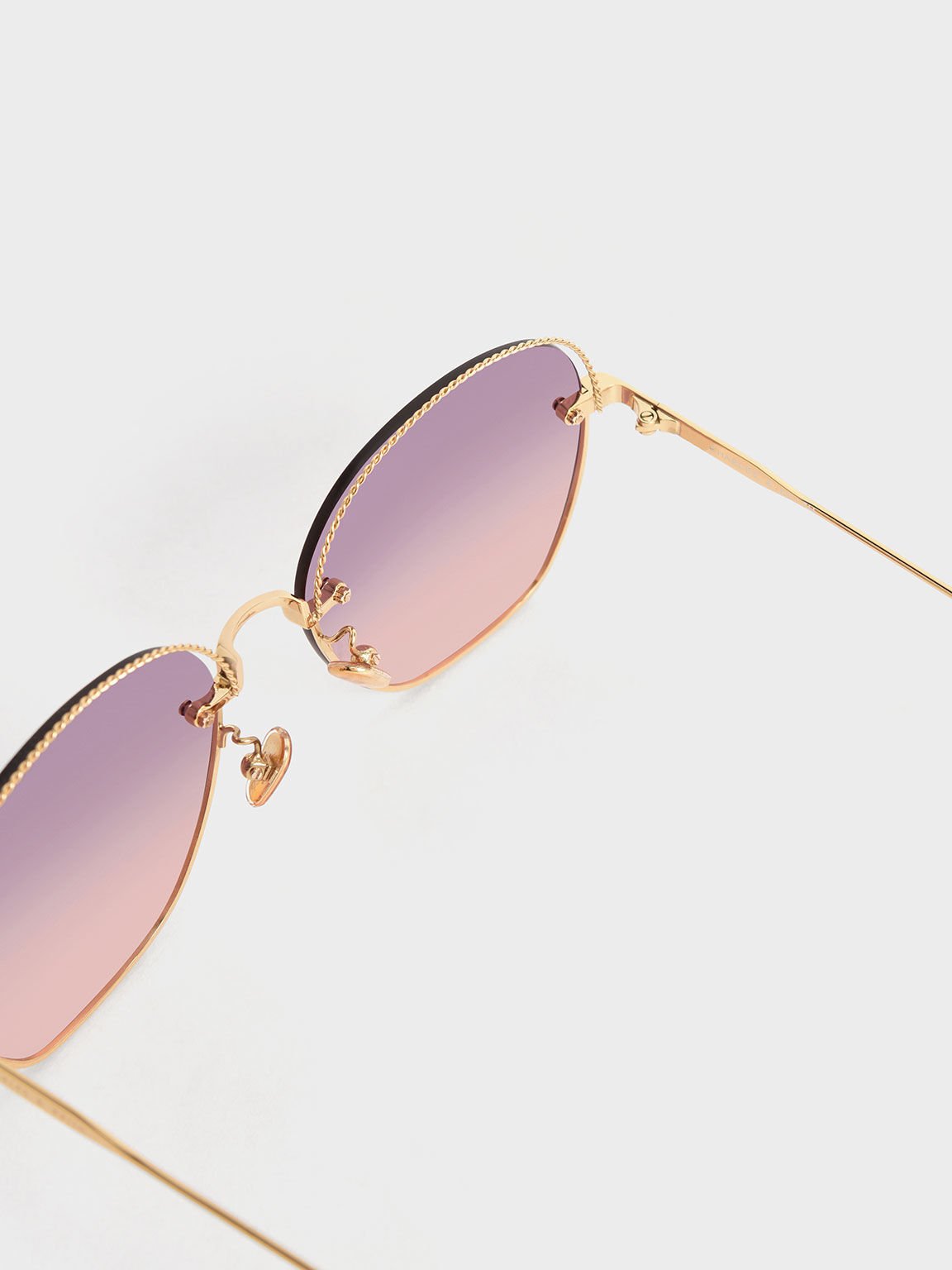 Multi-Tinted Cut-Out Butterfly Sunglasses, Gold, hi-res