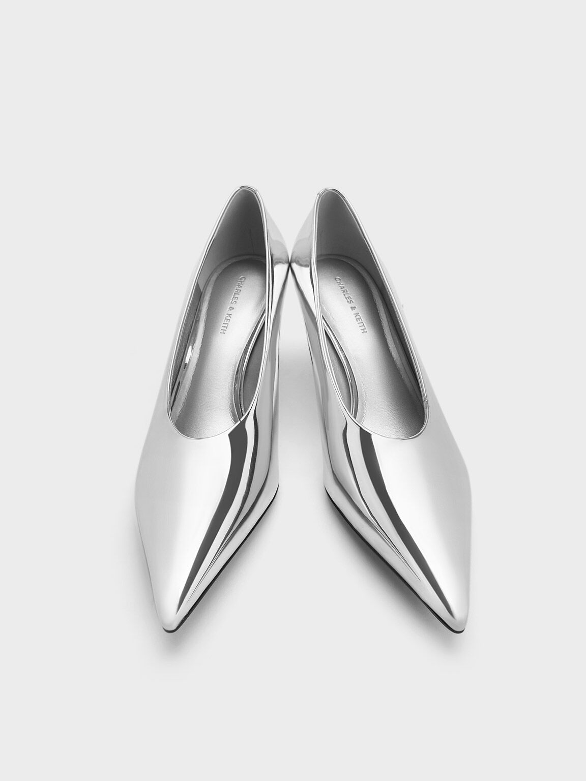 Silver heels pointed toe hotsell