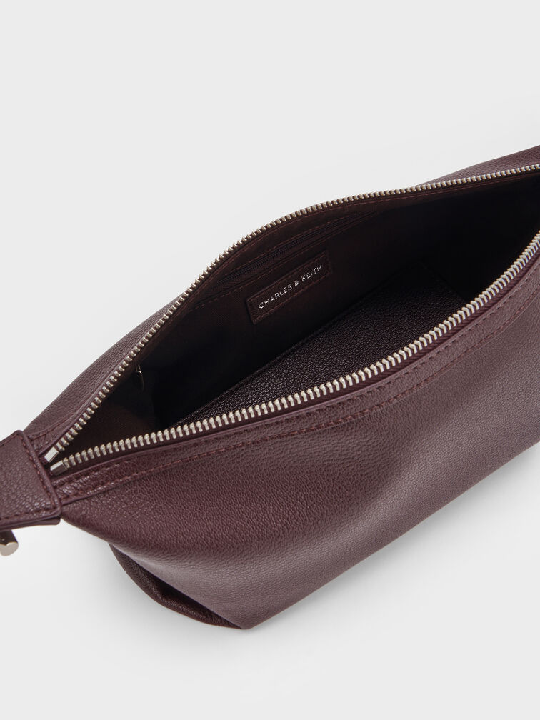 Zora Buckle-Strap Slouchy Shoulder Bag, Plum, hi-res