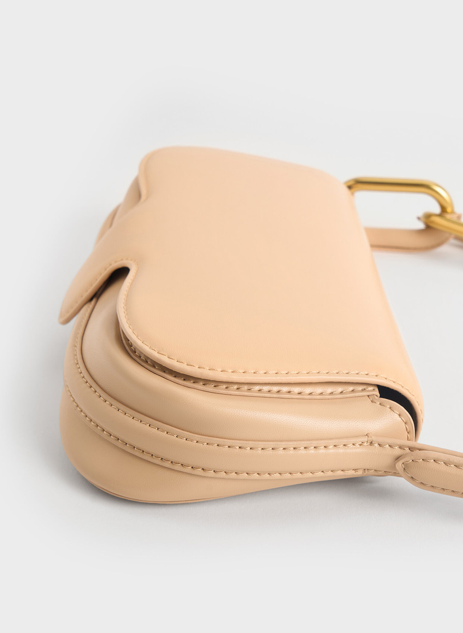 Kora Metallic-Accent Elongated Bag, Beige, hi-res