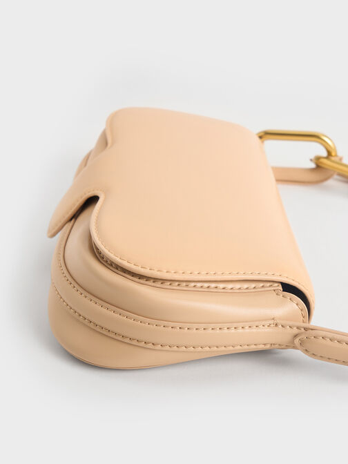 Kora Metallic-Accent Elongated Bag, Beige, hi-res