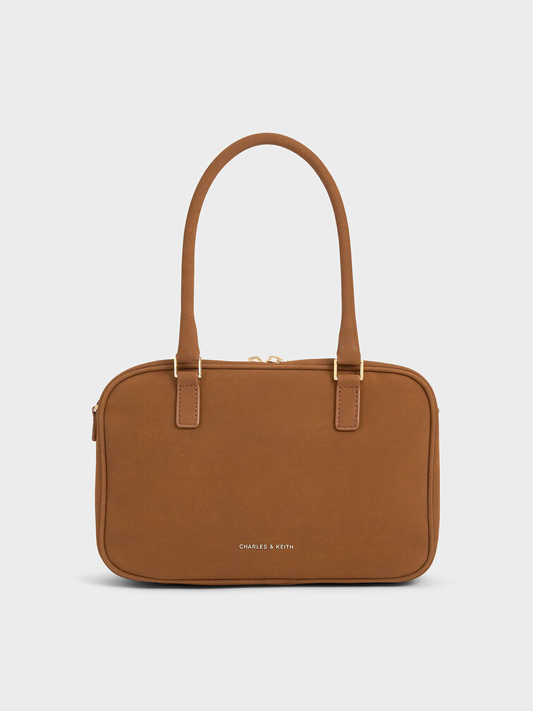 Sianna Textured Bowling Bag, Brown, hi-res