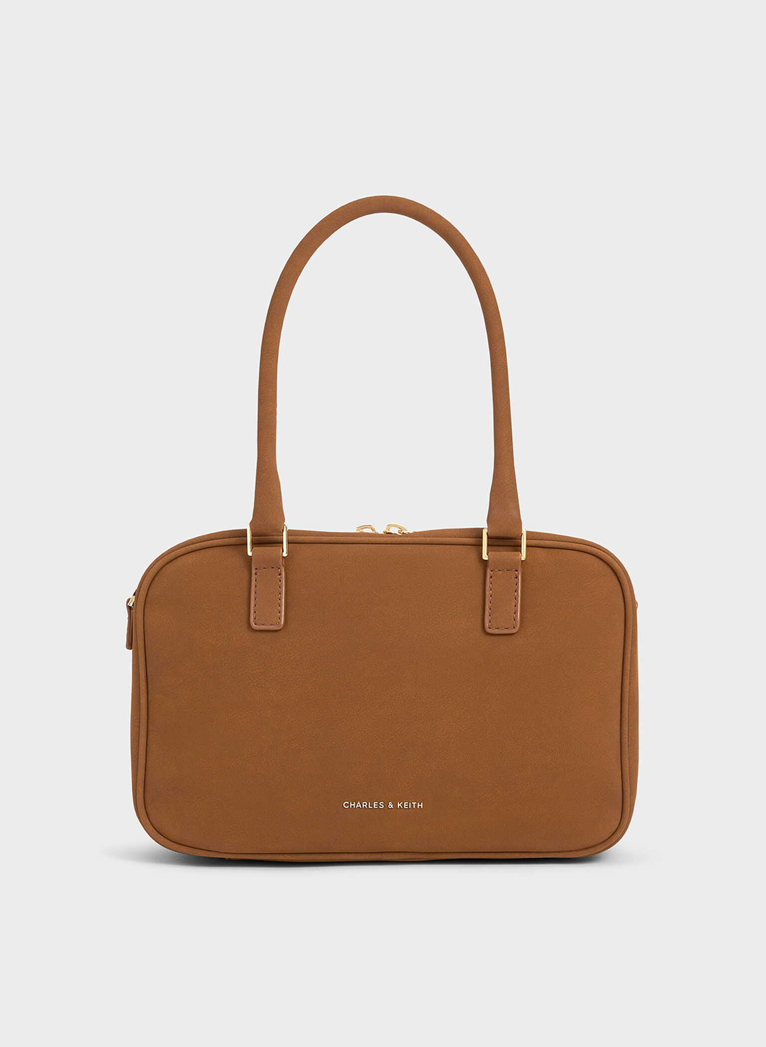 Sianna Textured Bowling Bag, Brown, hi-res