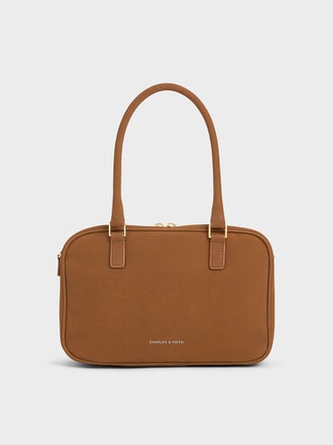 Sianna Textured Bowling Bag, Brown, hi-res