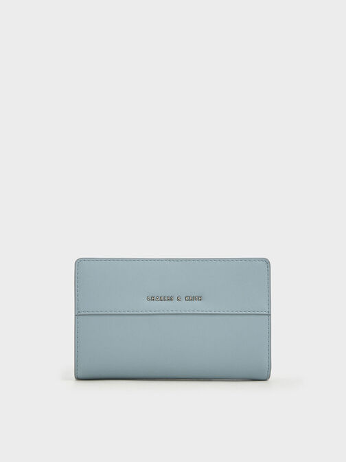 Top-Zip Long Wallet, Slate Blue, hi-res