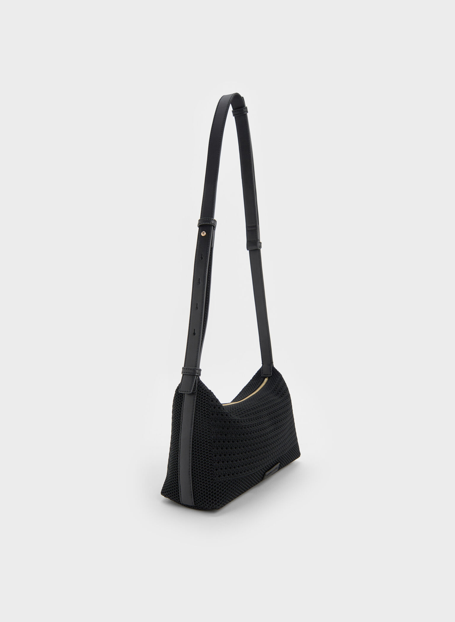 Ida Knitted Shoulder Bag, Black, hi-res