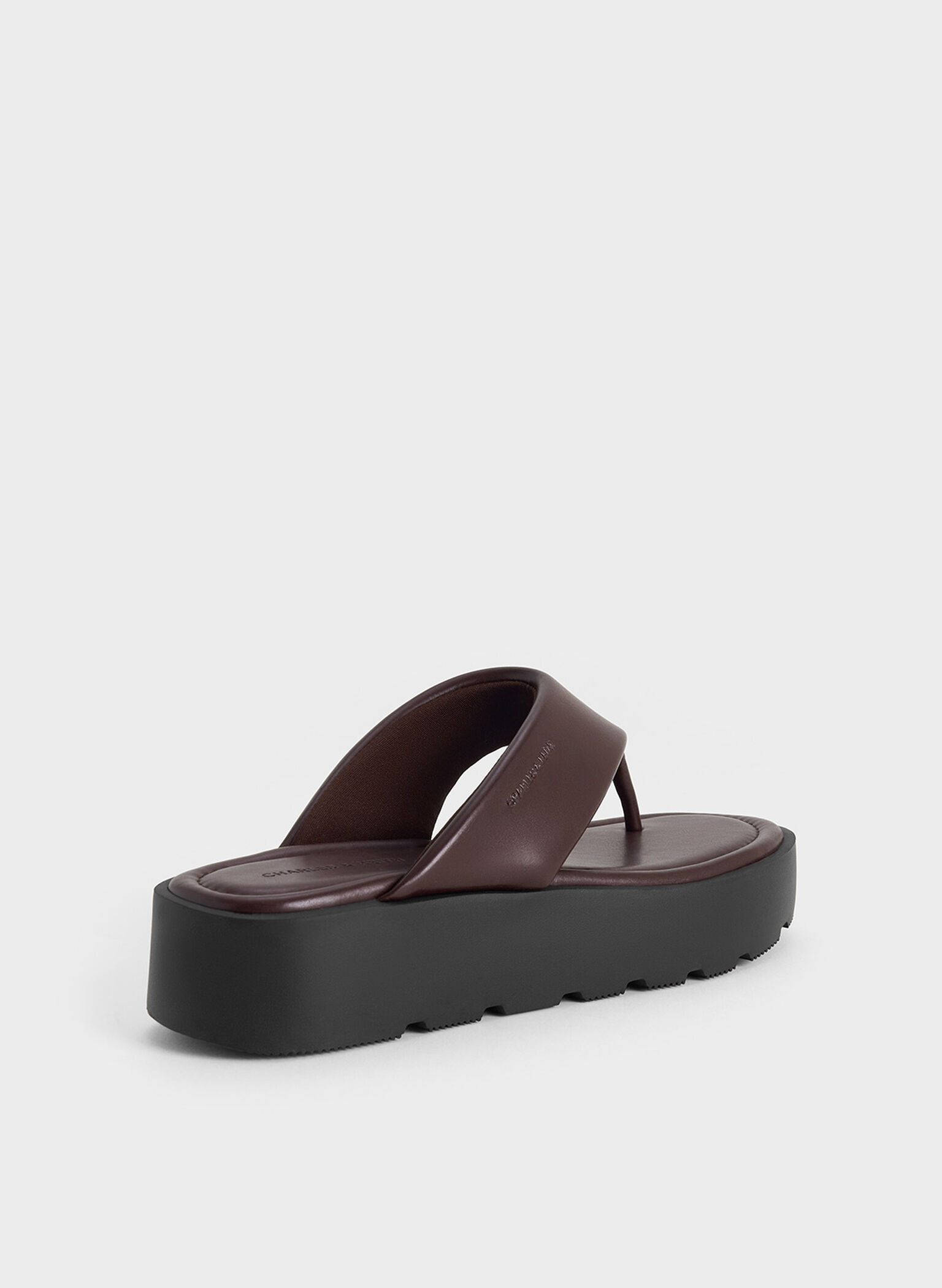 V-Strap Flatform Thong Sandals, Burgundy, hi-res