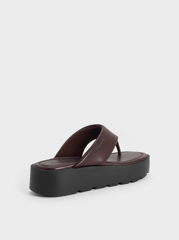 V-Strap Flatform Thong Sandals, Burgundy, hi-res