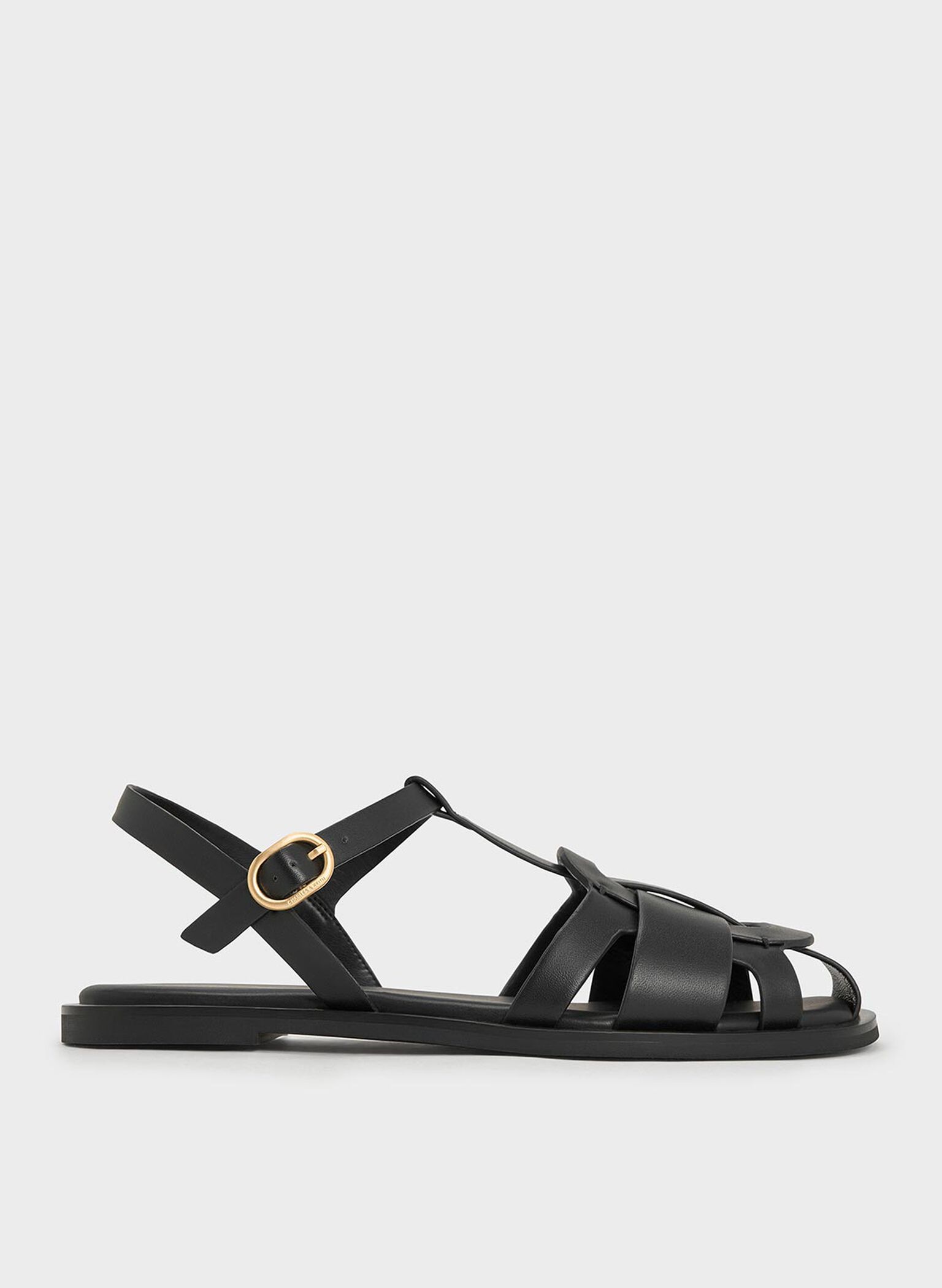 Easley T-Bar Caged Sandals, Black, hi-res