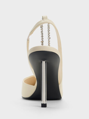 Crystal-Chain Ankle-Strap D'Orsay Pumps, Cream, hi-res