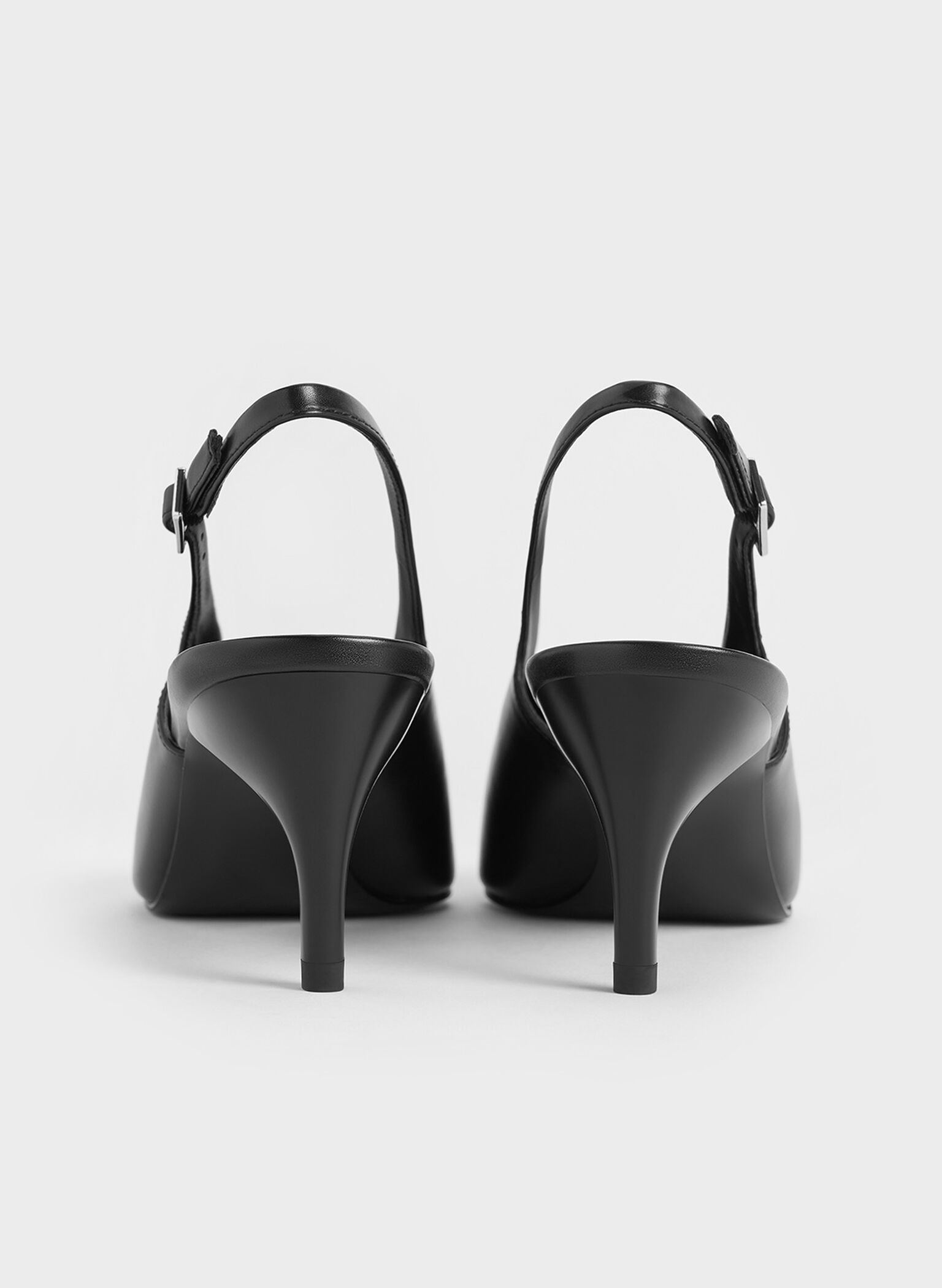 Pointed-Toe High-Vamp Slingback Pumps, Black, hi-res