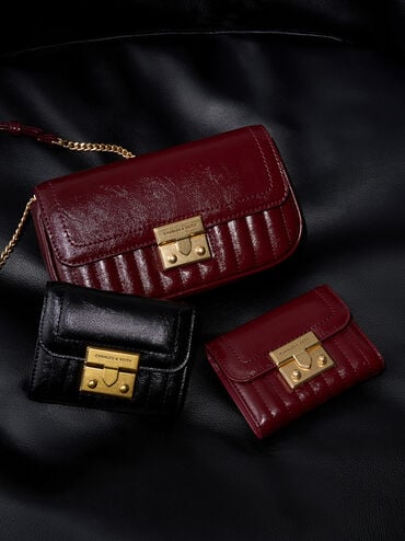 Mini Donna Crinkle-Effect Bag, Burgundy, hi-res