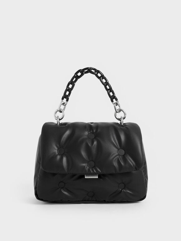 Koi Padded Chain Handle Bag, Black, hi-res