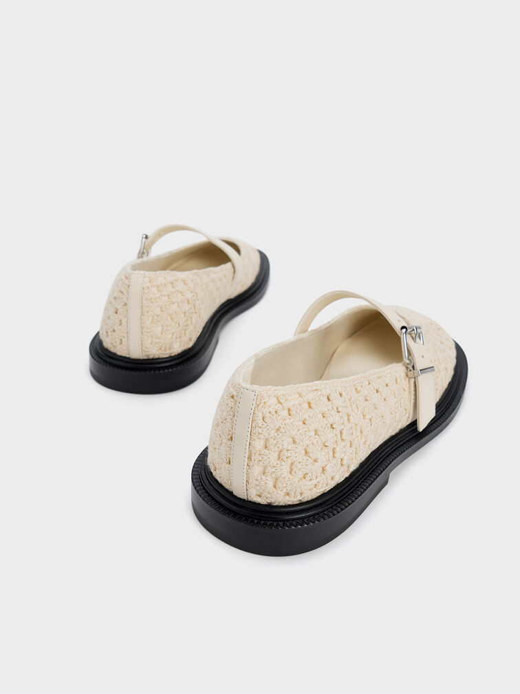 Fable Crochet & Leather Mary Janes, Chalk, hi-res
