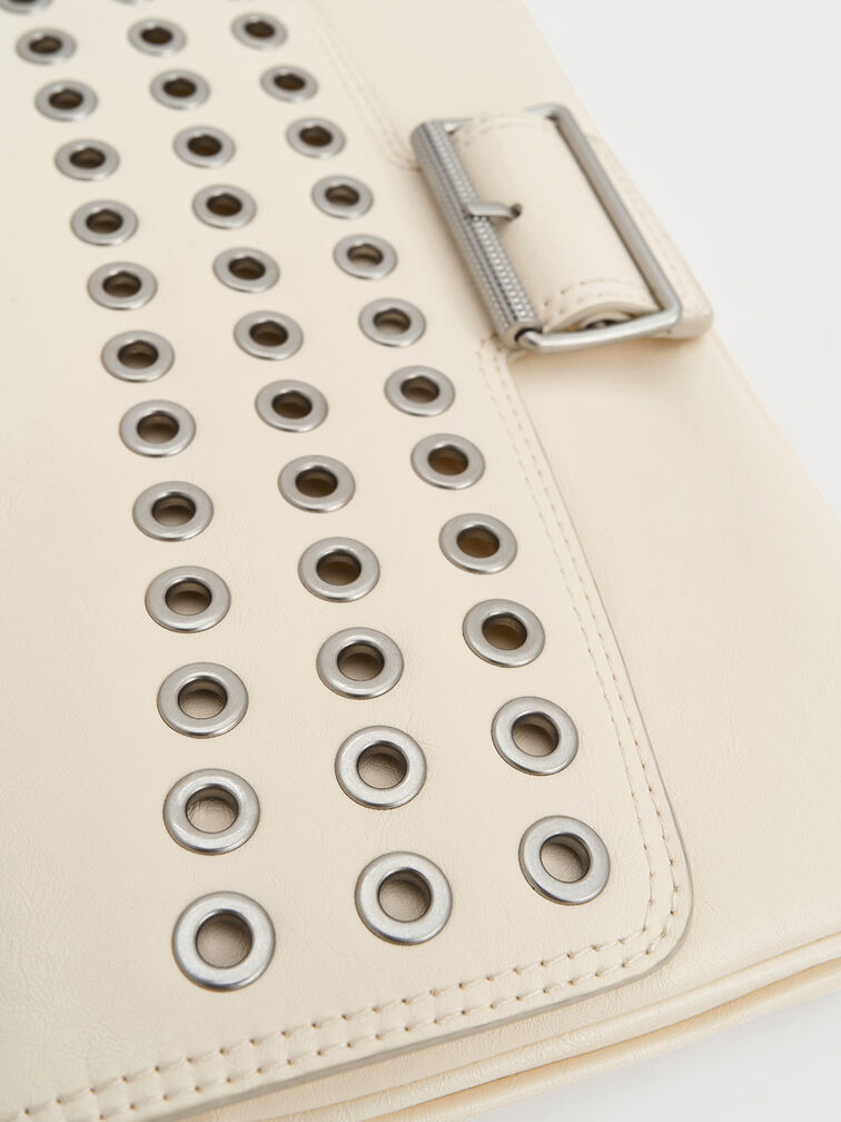 Liv Grommet Chain-Handle Shoulder Bag, Cream, hi-res