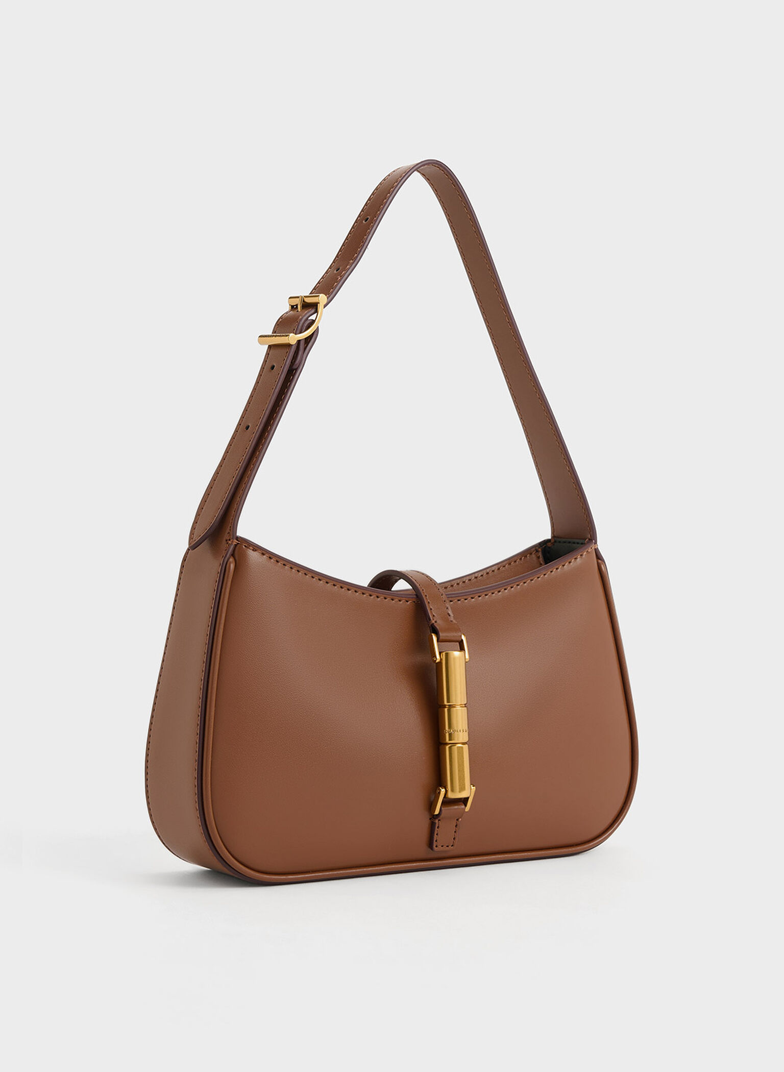 Cesia Metallic Accent Shoulder Bag, Chocolate, hi-res