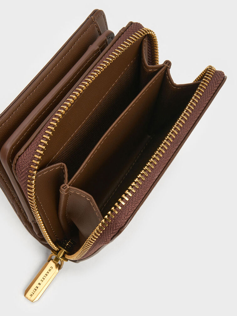 Zip-Around Small Wallet, Dark Brown, hi-res