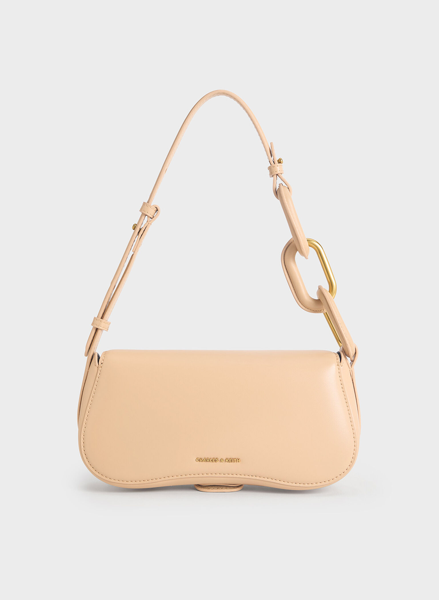 Kora Metallic-Accent Elongated Bag, Beige, hi-res