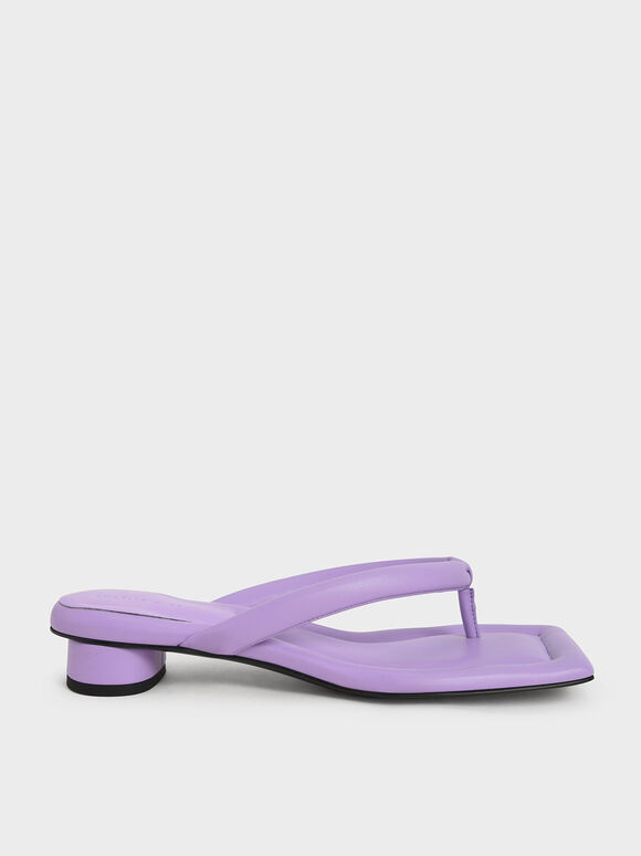 Asymmetric-Toe Puffy Thong Sandals, Purple, hi-res