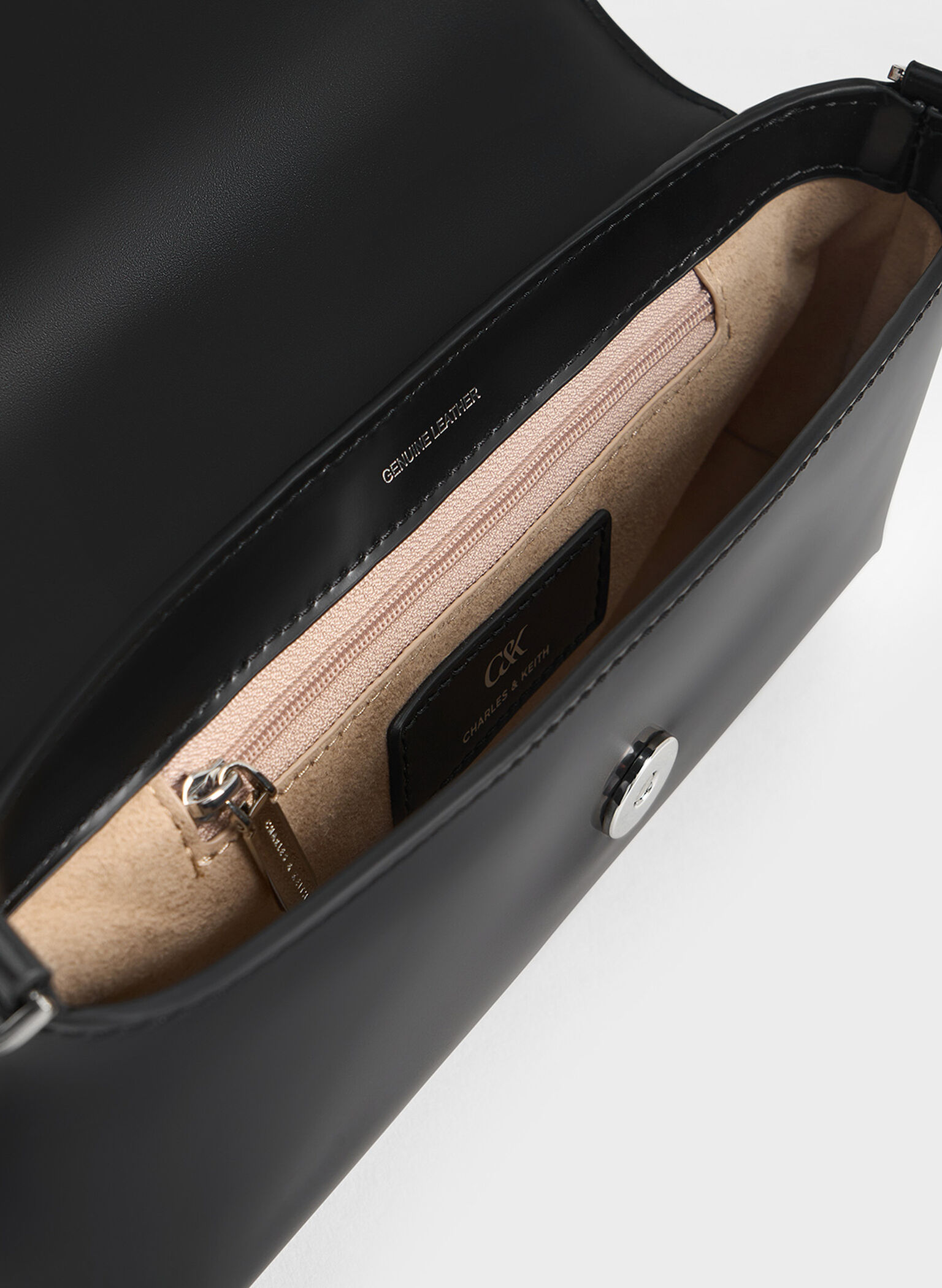 Gabine Leather Elongated Shoulder Bag, Noir, hi-res