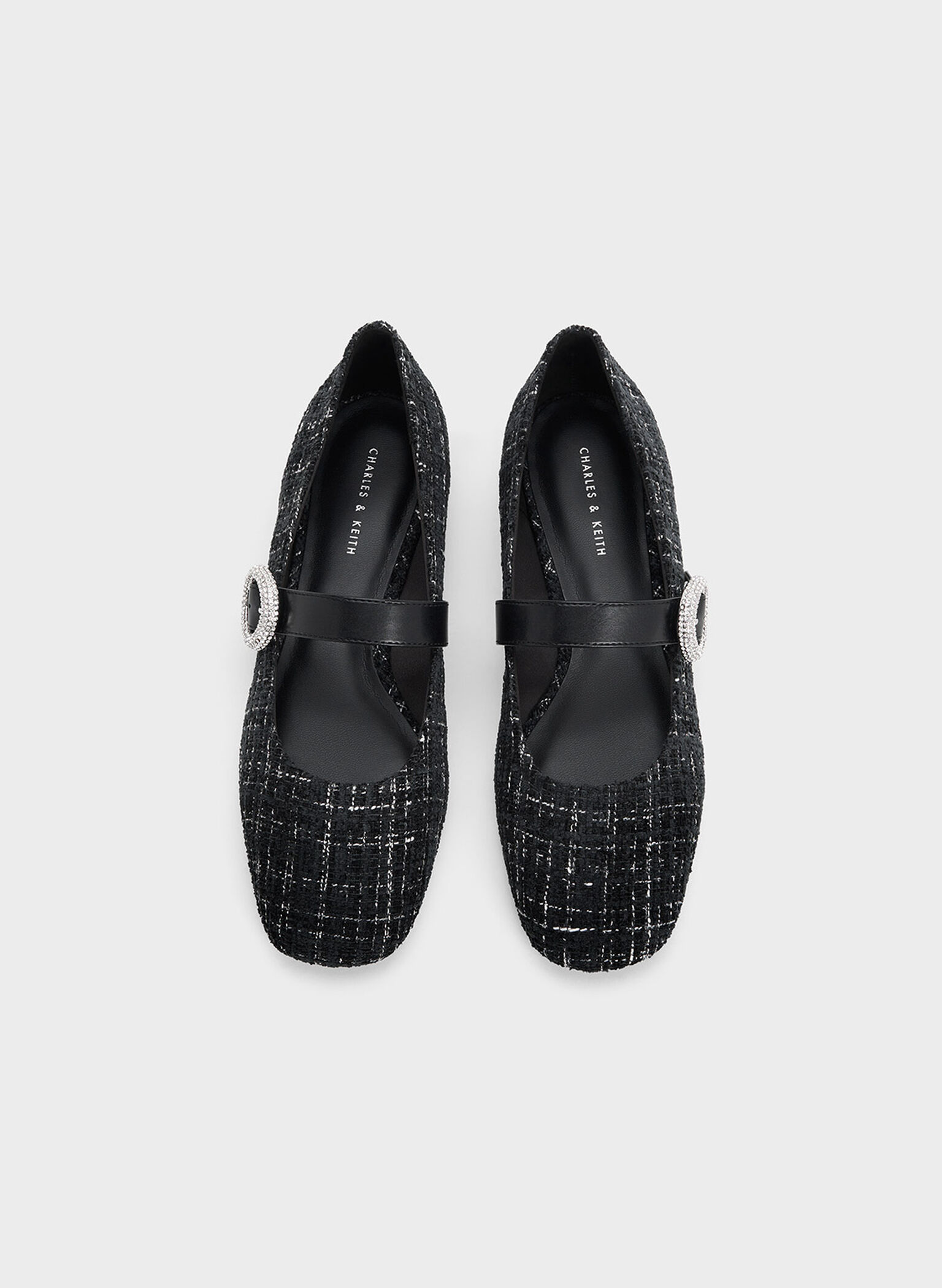 Tweed Crystal-Embellished Buckle Mary Jane Flats, Multi, hi-res