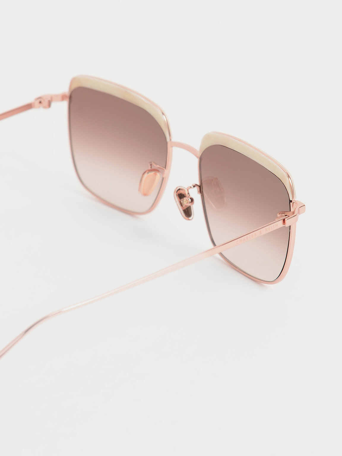 Thin Metal Frame Square Sunglasses, Cream, hi-res