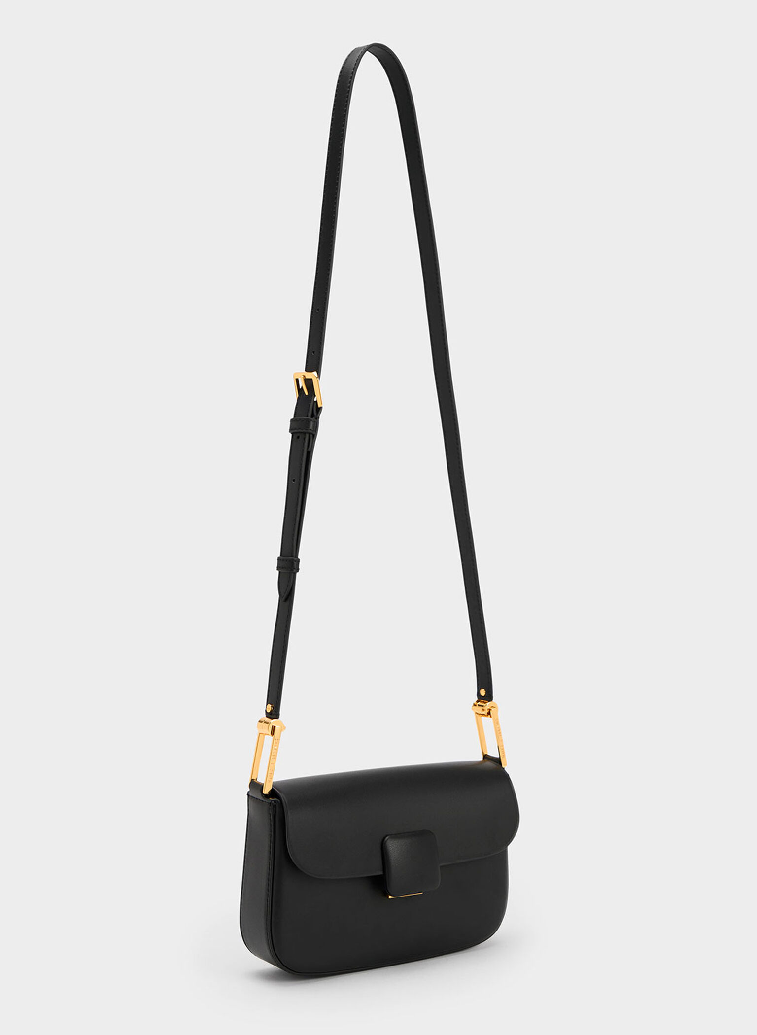 Koa Square Push-Lock Shoulder Bag, Black, hi-res