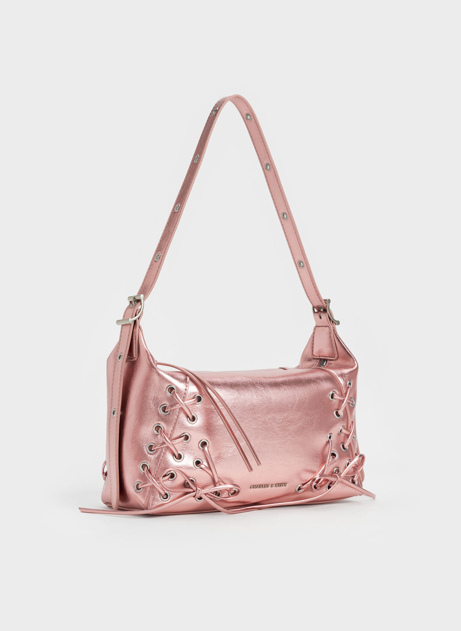 Xylia Grommet Lace-Up Shoulder Bag, Aura Pink, hi-res