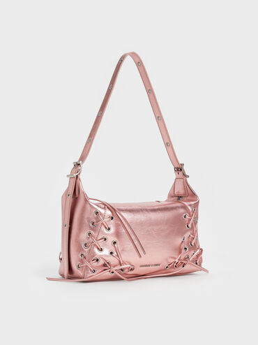Xylia Grommet Lace-Up Shoulder Bag, Aura Pink, hi-res