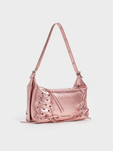 Xylia Grommet Lace-Up Shoulder Bag, Aura Pink, hi-res