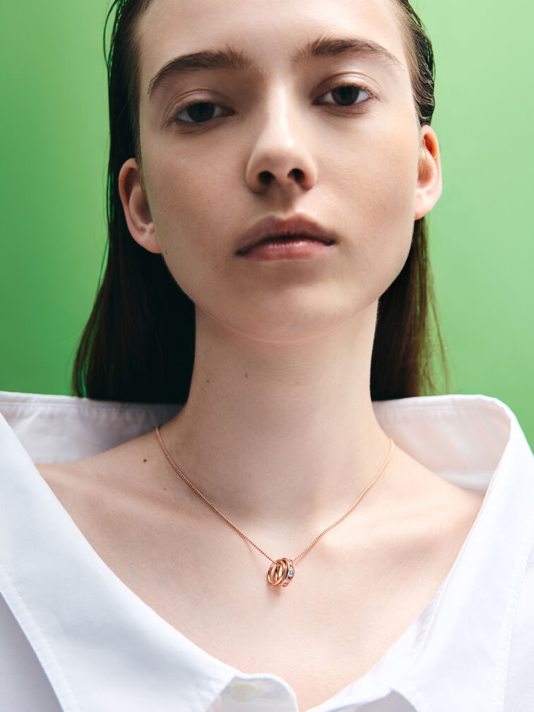 Maeve Crystal-Embellished Necklace, Rose Gold, hi-res