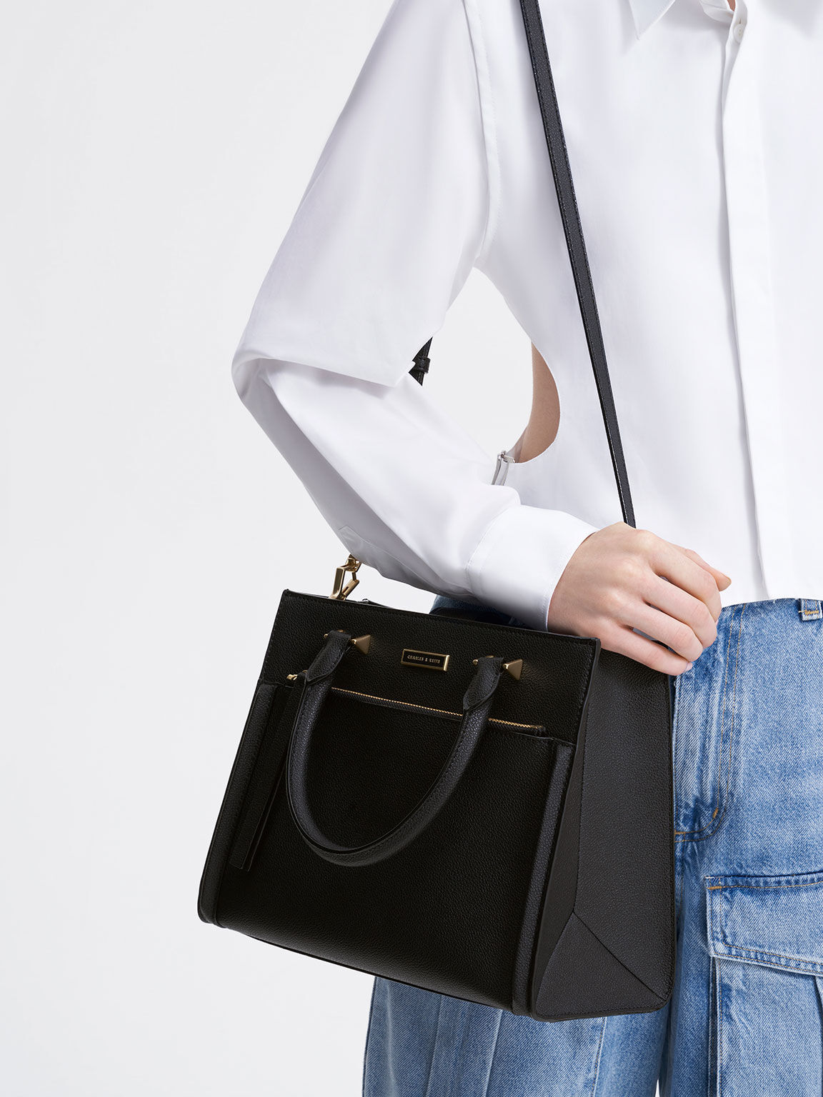 Charles & keith double zip structured bag new arrivals